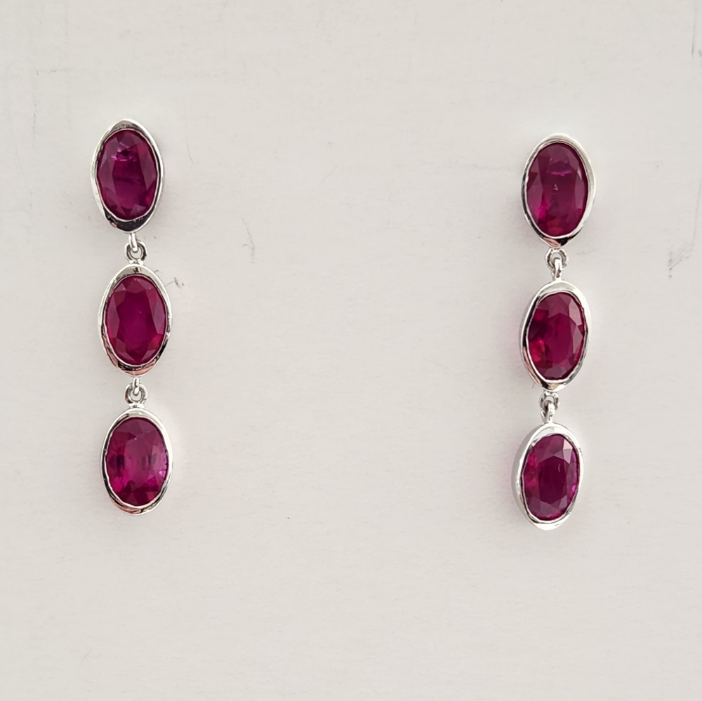Delicate White Gold and Ruby Earrings